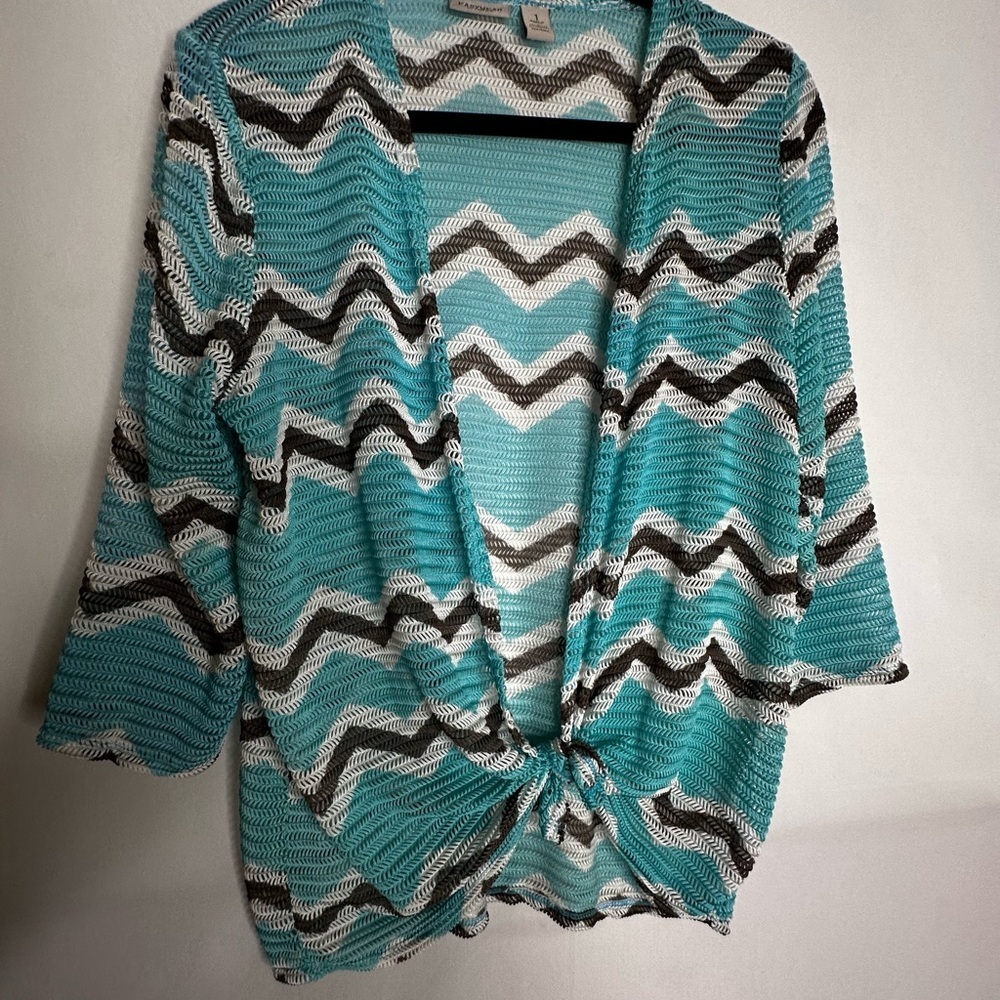 Chico's Blue Relaxed Tie Front Swim Coverup